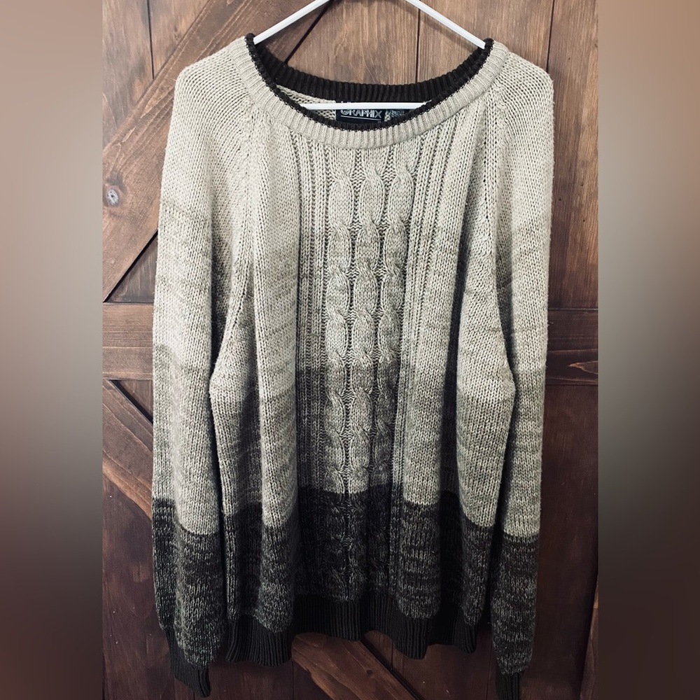Vintage Sweater  1990s Grandpa and Dad SWEATER GRAPHIX Striped Boho Grunge 3X